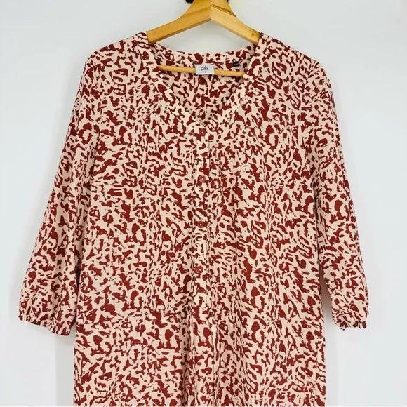 Cabi Natural Rust Button Front Sienna Tie Waist Tunic Dress S - Picture 5 of 10